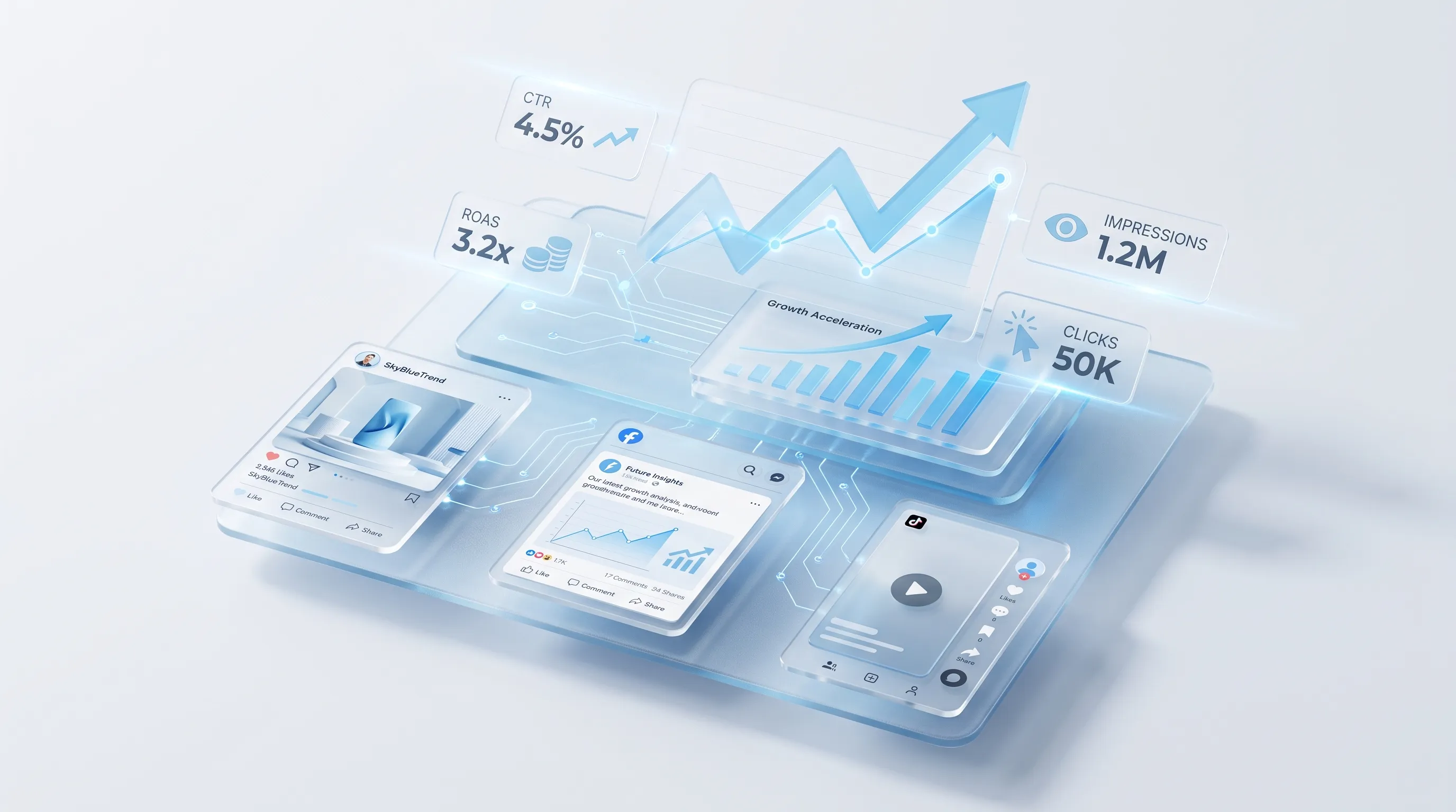 Social media ad platform interfaces and analytics dashboards